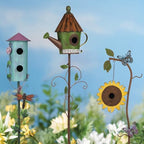 BAYN 57” Bird Houses Stake for Outside, Metal Wild Bird Feeder Birdhouse Stake Pole with Sunflower Design Outdoor Decorations for Patio, Backyard, Garden - Image 7