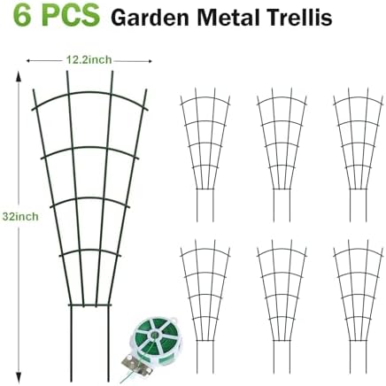 6-Pack Metal Trellis for Potted Plants, 32" Heavy Duty Garden Trellis for Climbing Plants, Rustproof Powder Coated Indoor/Outdoor Trellis for Climbing Vines, Flowers, Houseplants - Image 2