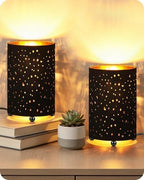 Black Table Lamps Set of 2, 8.1" Small Bedside Lamps Set of 2 by GOEBLESON