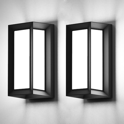 Sytmhoe Outdoor Wall Lights,2Packs Exterior Light Fixture,LED Wall Sconce 3-Color-Changeable Wall Mounted Lamps,Matte Black Porch&Patio Light Outdoor,IP65 Waterproof for Hallway Stairs Gardens by SytmhoeWallLighting