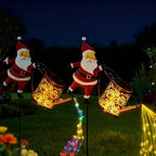 Christmas Solar Kettle Lights Garden Lawn Decorative Lights, Christmas Solar Kettle Lights, Outdoor Waterproof Hanging Metal Watering Can with LED Light for Gardens Lawn Patio (Mix) by Unknown