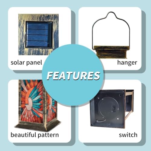 Solar Lantern Vintage Style Swallow Glass Outdoor Waterproof Garden Hanging Lantern Solar Powered Lighting Outside Solar Light for Patio Yard Camping, Gifts for Women Mom - Image 5