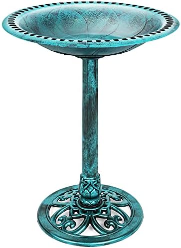 Best Choice Products Bird Bath, 28in Outdoor Resin Pedestal - Green by BestChoiceProducts
