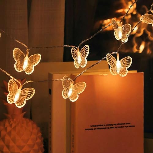 CAKERS LED Butterfly String Lights|Warm White Light Copper Wire Lamp|Creative Decor Lamp for Party Bedroom Holiday Patio,Warm White,6m(19.6ft)-40LED-USB - Image 3