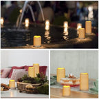 Flameless Candles 4" 5" 6" Outdoor Indoor Pillars Battery Operated Flickering Candles Include 10-Key Remote Timer 400+ Hours by 2 AA Batteries (Ivory Candle - Warm light, 3"D x 4"|5"|6" H - 12 Pack) - Image 6