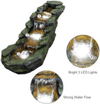 Naturefalls 44” Length Outdoor Rock Water Fountain with LED Lights - 4-Tiers Poly-Resin Cascading Waterfall Fountain for Garden, Patio, Yard, Home Decor - Image 3