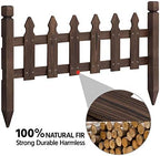 Topeakmart 532.5in Picket Fence for Garden, Wooden Fence Panels,Dark Brown - Image 5