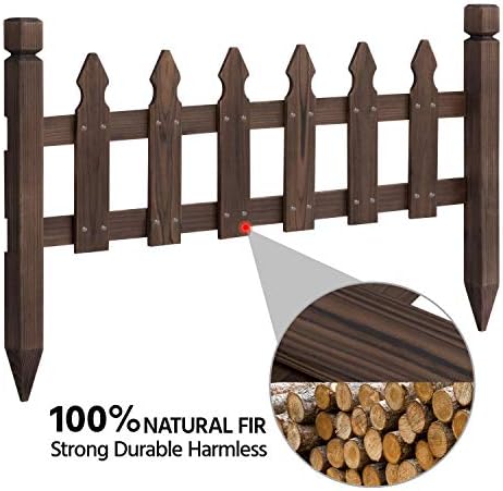 Topeakmart 532.5in Picket Fence for Garden, Wooden Fence Panels,Dark Brown - Image 5