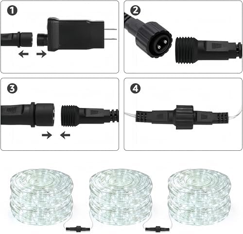Lighting Ever 33ft 240 LED Rope Lights Outdoor Waterproof, 6000K Cool White - Image 3