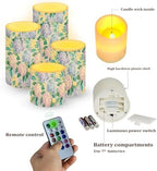 Flameless Candles with Remote and Timers Hydrangea Floral Flickering Battery Operated Candles 4 Pack Flameless LED Pillar Lights for Home Decoration - Image 2