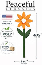 Peaceful Classics Poly Flower Garden Stake, Amish Made Outdoor Decor Orange - Image 3