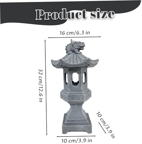 Pagoda Lantern Pagoda Garden Statue, Resin Solar Japanese Lantern, Decorative Zen Garden Landscape for Yard Patio Lawn, Style1 - Image 3