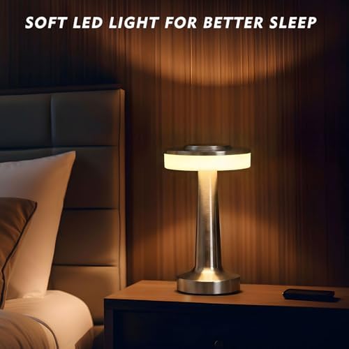 Riakrum 4 Pcs LED Cordless Table Lamp Bulk Rechargeable,Silver - Image 5