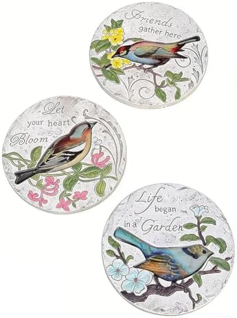 GZHERVICES Garden Stepping Stones, Decorative Lawn Steppers, and Round Concrete Stepping Stones—Decorative Stones Suitable for Gardens, Courtyards, Patios, Or Walkways(Multi-Colored-B) by GZHERVICES