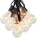 Vintage Edison Outdoor String Lights (PS50 Clear - Black Wire, 10 ft) by HometownEvolutionInc