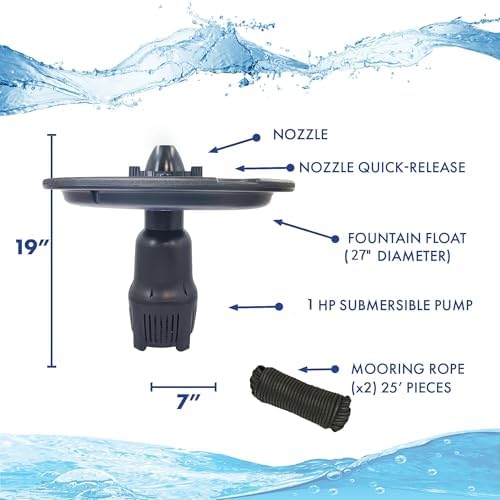Half Off Ponds 1 HP 15000 GPH Floating Aerating Fountain With 100 Ft Cord - Image 2