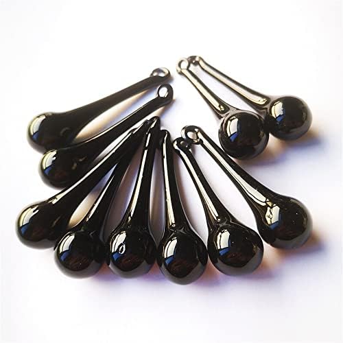 Garden Suncatchers 20pcs Black Chandelier Pendant Glass Crystal Teardrop Chandelier Parts (with Rings) Hanging Glass Pendants Curtain Drops Home Wedding Decoration Handmade Pendant Necklaces by JUIYU
