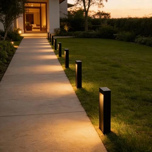 Pathway Lights For Outdoor Pedestal Bollard Lighting Fixtures Aluminum LED Waterproof Exterior Landscape Path Lights Hardwired 3000K Post Lanterns For Garden Lawn Patio Courtyard Driveway Lighting - Image 4