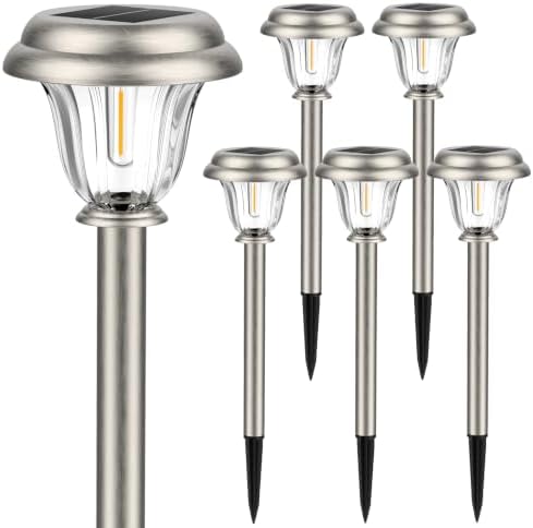 DERAYSION Solar Lights Outdoor, Metal Glass Solar Pathway Lights - Image 2