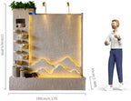 Retro Modern Stone Look Cascading Water Flowing Wall Fountain with LED Lights, 6.89FT Tall Indoor Outdoor Water Feature for Home Garden Entryway(Left)(#A) - Image 2