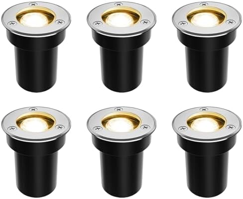 SUNRIVER Low Voltage Landscape Lights,1W Outdoor In-Ground Lights 12V-24V LED Landscape Lighting for Paver, Deck, Step, Garden, IP67 Waterproof (6 Pack Warm White) by Sunriver