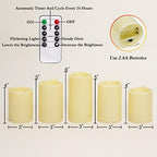 Homemory Outdoor Waterproof Flameless LED Candles with Remote Timer, 5 Pack - Image 6