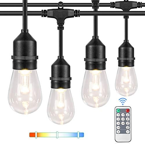 Lakumu 48FT Dimmable LED Outdoor String Lights with Remotes, 3 Color by Lakumu