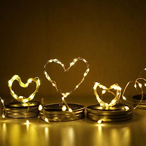 Solar Mason Jar Lights, 12 Pack 30 LED Waterproof Lid Light with Hangers (No Jar), Fairy Firefly Outdoor String Lights for Regular Mason Jar, Patio, Yard, Garden, Wedding Decoration (Warm White) - Image 2