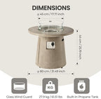 HOMPUS 31 inch Round Patio Propane Fire Table, Outdoor Fire Pit Concrete Fire Pit with Rain Cover 40,000 BTU Gas Smokeless Firepit for Outside Patio, Garden, Deck, Backyard, Gray - Image 2