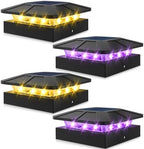 Peasur 4x4 Solar Post Lights Outdoor, 4 Packs Purple & Warm White LED Fence Caps Light Waterproof, Wood & Vinyl Post Top Lighting for Deck Mailbox Railing Porch Outside by Peasur