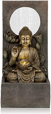 Ferrisland LED 27.6" H Buddha Statue Outdoor Water Fountain, Zen‑Style by Ferrisland