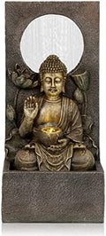 Ferrisland LED 27.6" H Buddha Statue Outdoor Water Fountain, Zen‑Style by Ferrisland