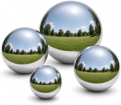 Gazing Ball, Diameter Polished Reflective Smooth Garden Sphere (4Pcs Mix) by Unknown