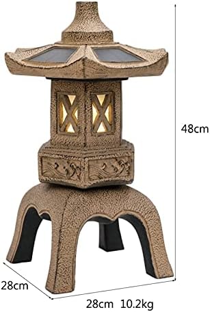 RAN 18.9in Tall Stone Pagoda Outdoor Statue, Waterproof Zen Japanese Lantern Garden Sculpture Solar Powered LED Light Outdoor Decor - Image 7