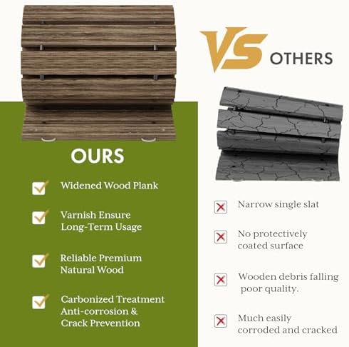 Amazer Wooden Garden Pathway, 12 FT Roll Out Straight Walkway, Widened Plank Non-Slip Outdoor Walkway Path with 8 Stakes, Garden Lawn Pavers for Outside Walkway Backyard Wedding Party Boardwalk, Brown - Image 4
