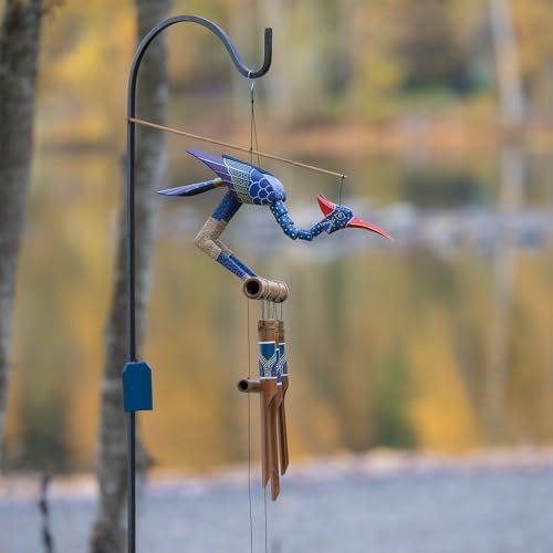 Cohasset Gifts Bamboo Wind Chimes | Natural Soothing Melodic Tones | Wood Outdoor Home Decor for Patio or Garden | Thoughtful Gift or Hang on Your Own Deck|#174P “Passion” Bobbing Head Bird Wind Chime - Image 5