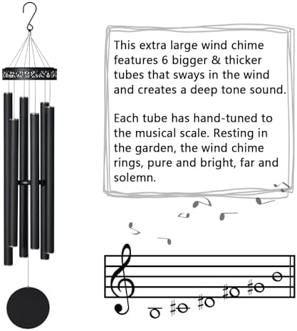 Suntimber Extra Large Wind Chimes for Outside Deep Tone,(Black,60") - Image 4