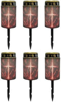 Poceacles Solar Lights Outdoor Grave Candle for Cemetery Decoration Solar Outdoor Lights for Garden Lawn Backyard Pathway Decor, Lion Cross Cloud Print Red, 6 Piece Set by Poceacles