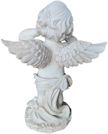 17.3" Winged Angel Statue Religious Outdoor Garden Porch Lawn White - Image 6