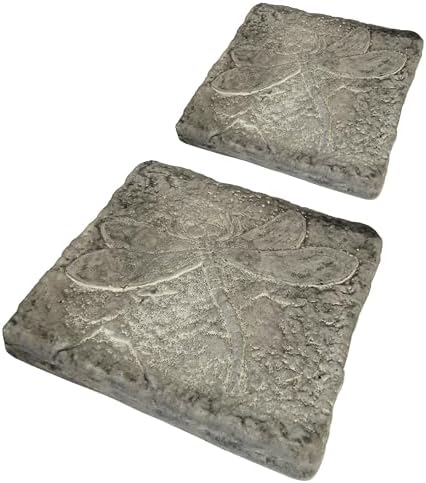 BestNest Set of 2 Athens Dragonfly Stepping Stones, Pre Aged by BestNest