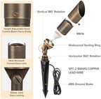 LUTEC Solid Brass Low Voltage Landscape Lighting, 12V Heavy Duty Waterproof Landscape Spotlights, Adjustable Bronze Uplights Outdoor Fixtures for Garden Yard Pathway Tree with MR16 Bulb - Image 3