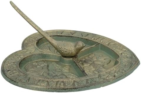 AB Tools Bird Heart Sundial Ornament Cast Iron Garden Yard Feature Statue Clock Metal - Image 5