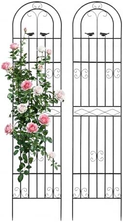 87x20 Inch Metal Garden Trellis for Climbing Plants Outdoor, Sturdy Wrought Iron Tall Plant Support for Roses Ivy Clematis Jasmine Cucumber Peas, Decorative Wire Lattice Panels (2 Pack) by FULUPET