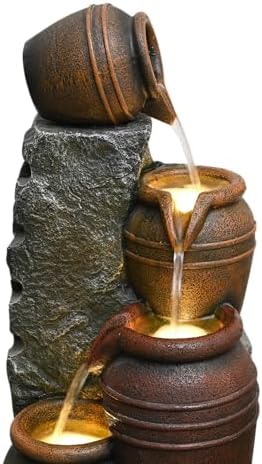 34'' Outdoor Garden Water Fountain with Lights, Large Patio Water Feature - Image 5