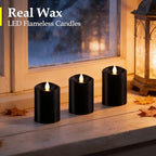 Black Remote Flameless Candles,LED Candle Black, 3"*4"-3pcs - Image 2