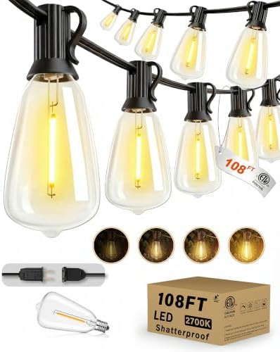 Outdoor String Lights, 108FT (30+1) ST38 String Lights for Outside by OutdoorStringLights