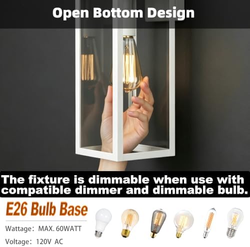 18 Inch White Large Outdoor Wall Lights Dusk to Dawn 2 Pack Outdoor Wall Sconces with Dusk to Dawn Sensor Porch & Patio Lights Large Size Outdoor Porch Light with Photocell Sensor Outdoor Lighting - Image 5