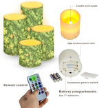 Set of 4 Flameless Candles with Remote St Patrick's Day Shamrocks LED Candles with Timer Flickering Battery Operated Elictric Pillar Lights for Indoor Outdoor Porch Home Decor - Image 2