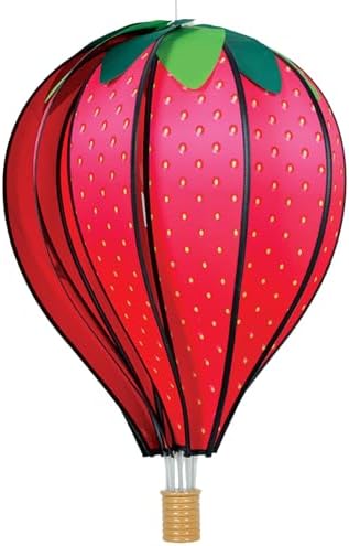 Hot Air Balloon Hanging Garden Spinner 22" - Vibrant Strawberry Design, Weather-Resistant Outdoor Decor, Durable & Lightweight for Patios, Yards, and Gardens - Eye-Catching Wind Spinner by PREMIERKITES