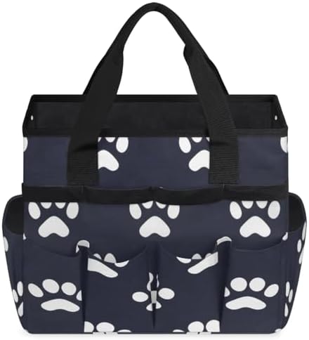 Dog Bones Paw Garden Tool Bag Organizer Heavy Duty Dog Paws Gardening Tote Bag with 10 Pockets for Women Men Gardening Gifts - Image 3